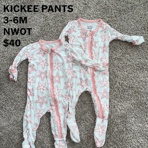 Bamboo starfish ruffle footies! Twin girl matching outfits!